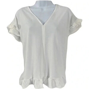 Philosophy/ White flowy tee shirt/Short sleeved/ V-neck/ Viscose blend/Size US S